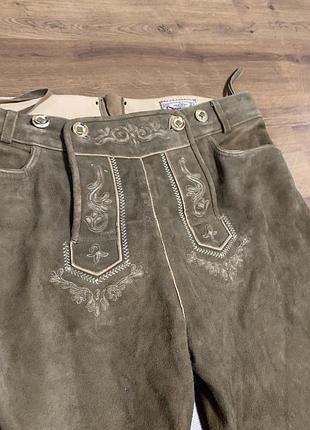 Ледерхозе бриджи натуральная замша винтаж баварский альпийский костюм октоберфест