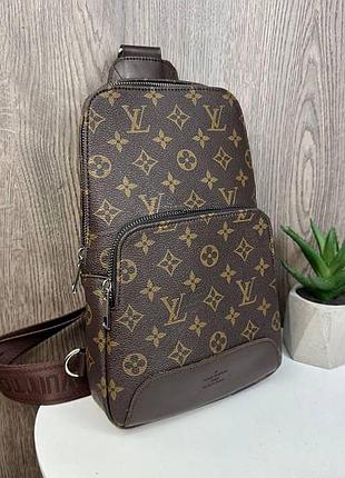 Модна чоловіча сумка бананка слінг стиль луї вітон на груди чи плече