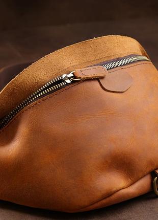 Шкіряна чоловіча вінтажна сумка на пояс vintage 20371 коричневий8 фото