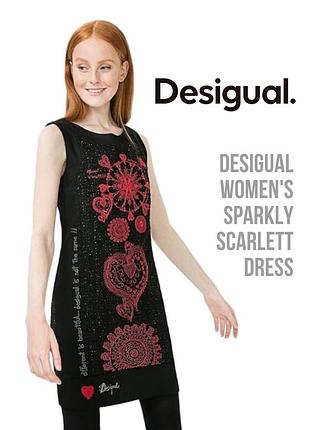 1+1=3 ❤️ эффектное платье футляр desigual eur 40 черный с плетеными вставками и сердечками