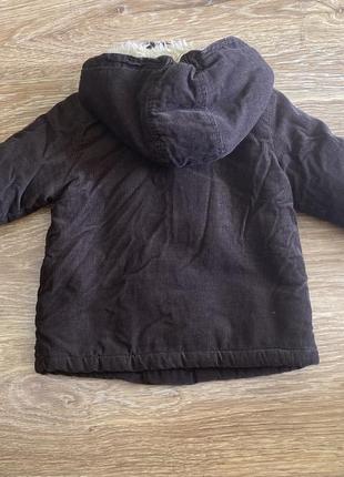 Класна, курточка, на хлопчика, 1,5 років-2 роки, вельветова, з утепленням, в середині, в темно коричневому кольорі, від бренду: baby club c&a 👌4 фото