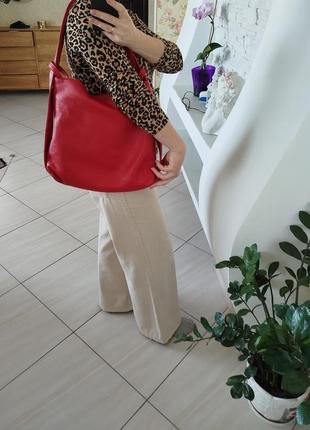 Кожаная сумка + рюкзак красный трендовый цвет2 фото