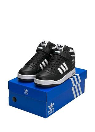 Женские кроссовки adidas originals forum 84 high black white leather fur