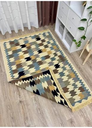 Різнокольоровий турецький, двосторонній килим без ворсу, розмір 60x905 фото