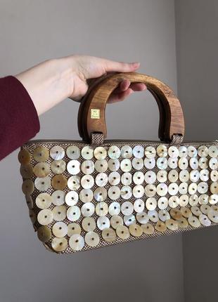 Невероятная сумка с деревянными ручками2 фото