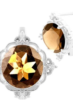 Серебряные серьги ogosilver с натуральным раухтопазом (дымчатым кварцем) (1534427)