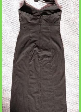 Коричневое льняное платье сарафан лен и хлопок р. 40 m, l h&m