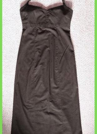 Коричневое льняное платье сарафан лен и хлопок р. 40 m, l h&m