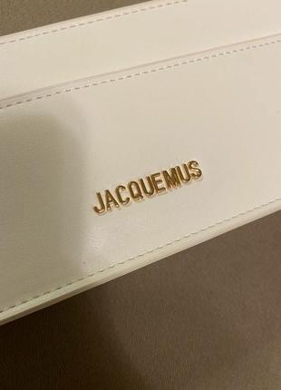 Стильная кожаная сумка белого цвета прямоугольная jacquemus😍4 фото