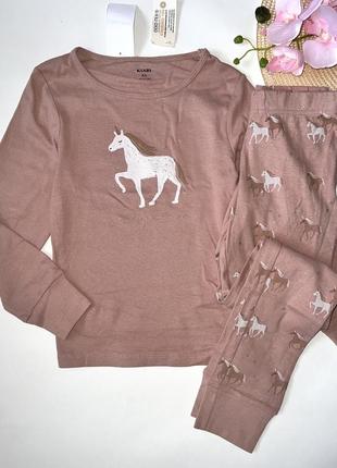 Пижама коттоновая для девочки: штаны + реглан размер:  🎀 7-9 лет бренд: kiabi