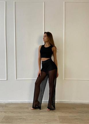 Брюки с сеткой и шортиками для танцев, хай хилс, high heels, y2k стиль