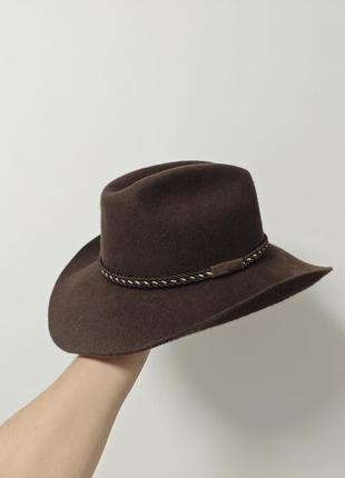 Stetson risar. s 56 шляпа 🤠 винтажный американский ковбойский коричневый шерстяной ковбой или ковбойки
