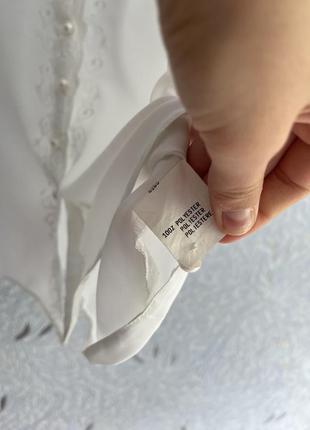 Белоснежная летняя винтажная блуза с вышивкой на короткий рукав5 фото