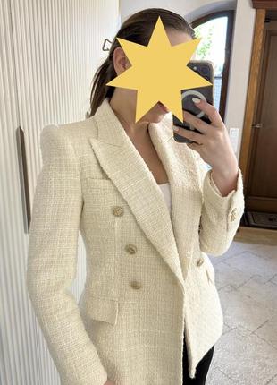 Пиджак твидовый zara