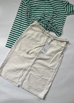 Джинсовая юбка zara. с пояском