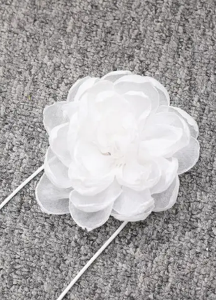 Чокер, цветок белый, иворе на длинном шнурке, веревке, тонкая лента2 фото