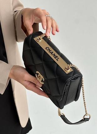 Женская сумка chanel black gold 💼2 фото