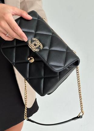 Женская сумка chanel black gold 💼3 фото