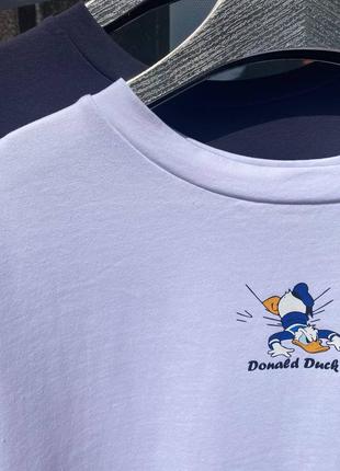 Женская качественная белая футболка оверсайз из приринтон дональд дак donald duck хлопок6 фото