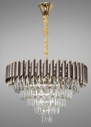 Люстра хрустальная светодиодная 517 dlight на 11 ламп e14 золото коричневый (02021)