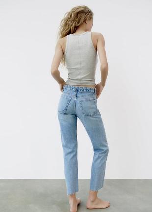Zara голубые джинсы с потертыми швами, р.383 фото