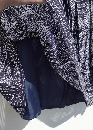Объёмная пёстрая тёмно синяя юбка коттон вискоза7 фото