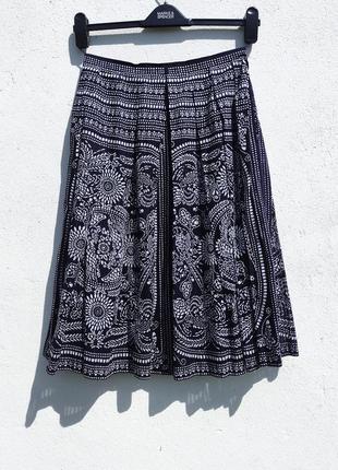 Объёмная пёстрая тёмно синяя юбка коттон вискоза3 фото