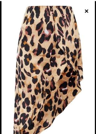 Атласная легкая юбка с леопардовым принтом6 фото