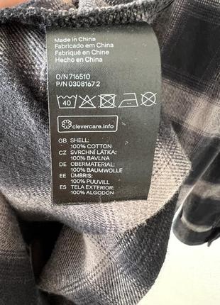 Серое коттоновое платье рубашка в клетку h&m6 фото