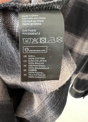 Сіра котонова сукня сорочка в клітинку h&m6 фото