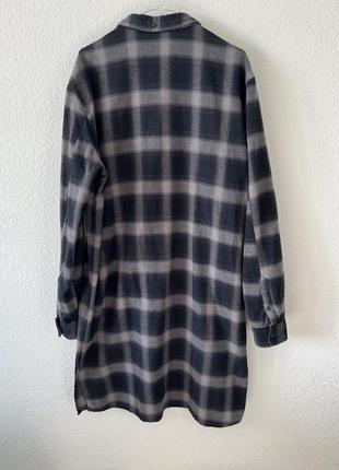 Сіра котонова сукня сорочка в клітинку h&m4 фото