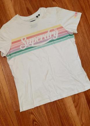 Мужская белая футболка superdry с большим лого2 фото