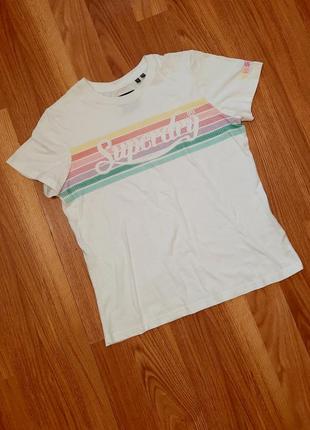 Мужская белая футболка superdry с большим лого3 фото