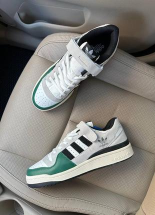 Adidas forum 84 low white grey green2 фото