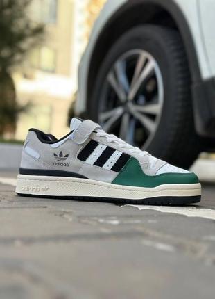 Adidas forum 84 low white grey green4 фото