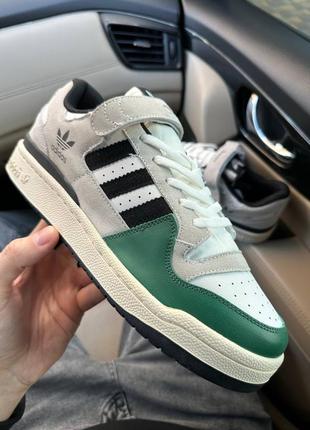 Adidas forum 84 low white grey green5 фото