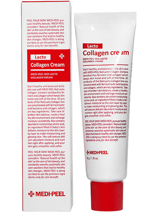 Укрепляющий крем с коллагеном и лактобактериями medi peel red lacto collagen cream, 50 г