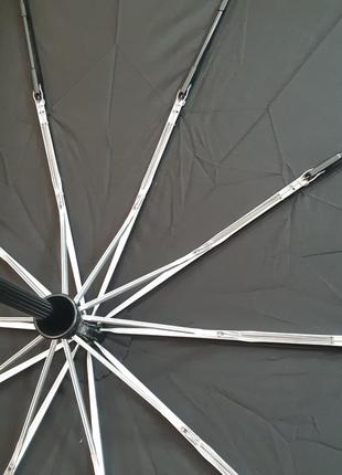 Зонт чёрный «семейный» 10.1337.010 «parachase 3263»: 3 сложения; 10 спиц; автомат; коричневый крючок3 фото