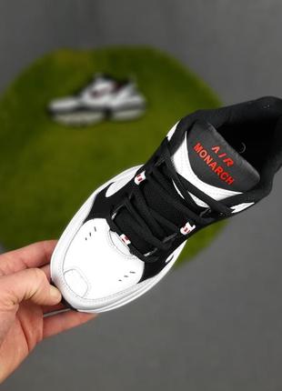 Nike air monarch белые с черным белый носок2 фото