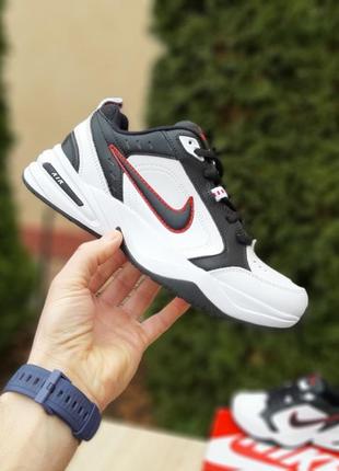 Nike air monarch белые с черным белый носок4 фото