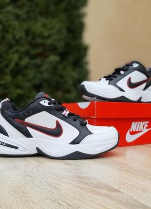 Nike air monarch белые с черным белый носок5 фото