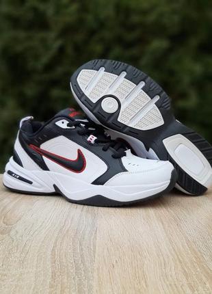 Nike air monarch белые с черным белый носок9 фото