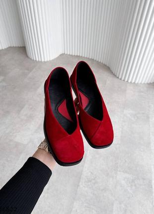Червоні бордові жіночі класичні туфлі балетки з натуральної замші замшеві балетки туфлі4 фото
