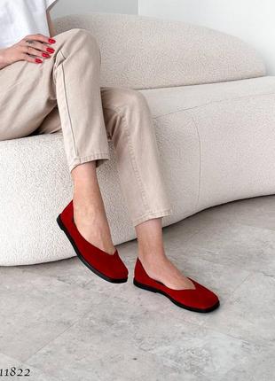 Червоні бордові жіночі класичні туфлі балетки з натуральної замші замшеві балетки туфлі5 фото