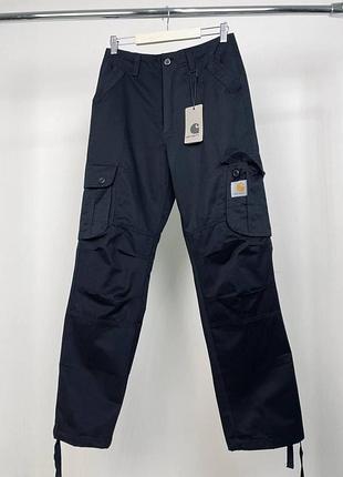 Штани карго carhartt практичні та стильні чоловічі з боковими кишенями чорні