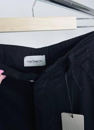 Штани карго carhartt практичні та стильні чоловічі з боковими кишенями чорні2 фото