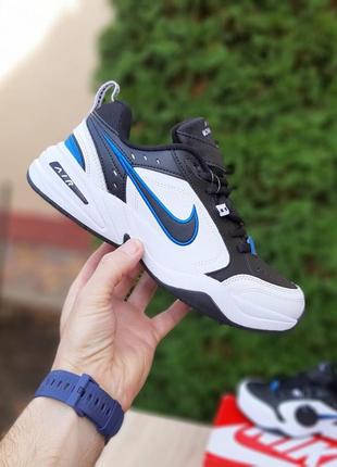 Nike air monarch белые с черным и синим3 фото