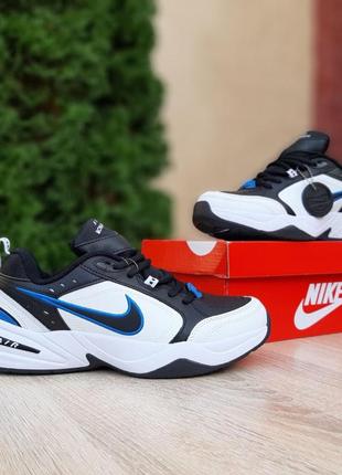 Nike air monarch белые с черным и синим4 фото