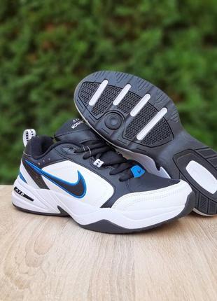 Nike air monarch белые с черным и синим5 фото