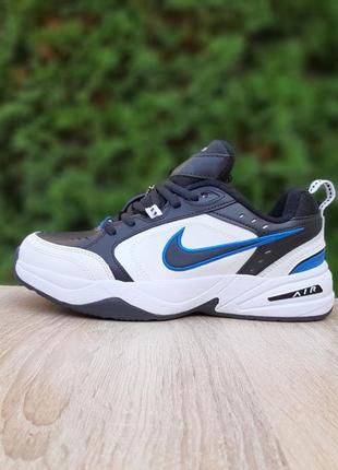 Nike air monarch белые с черным и синим6 фото